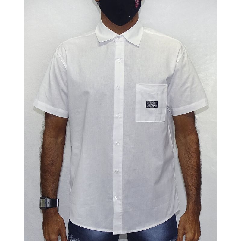 Camisa-Tecido-Logos-Metal-Branco